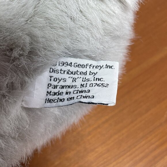 Vintage Geoffrey Toys R Us 1994 Grey Cat Plush - Picture 5 of 6